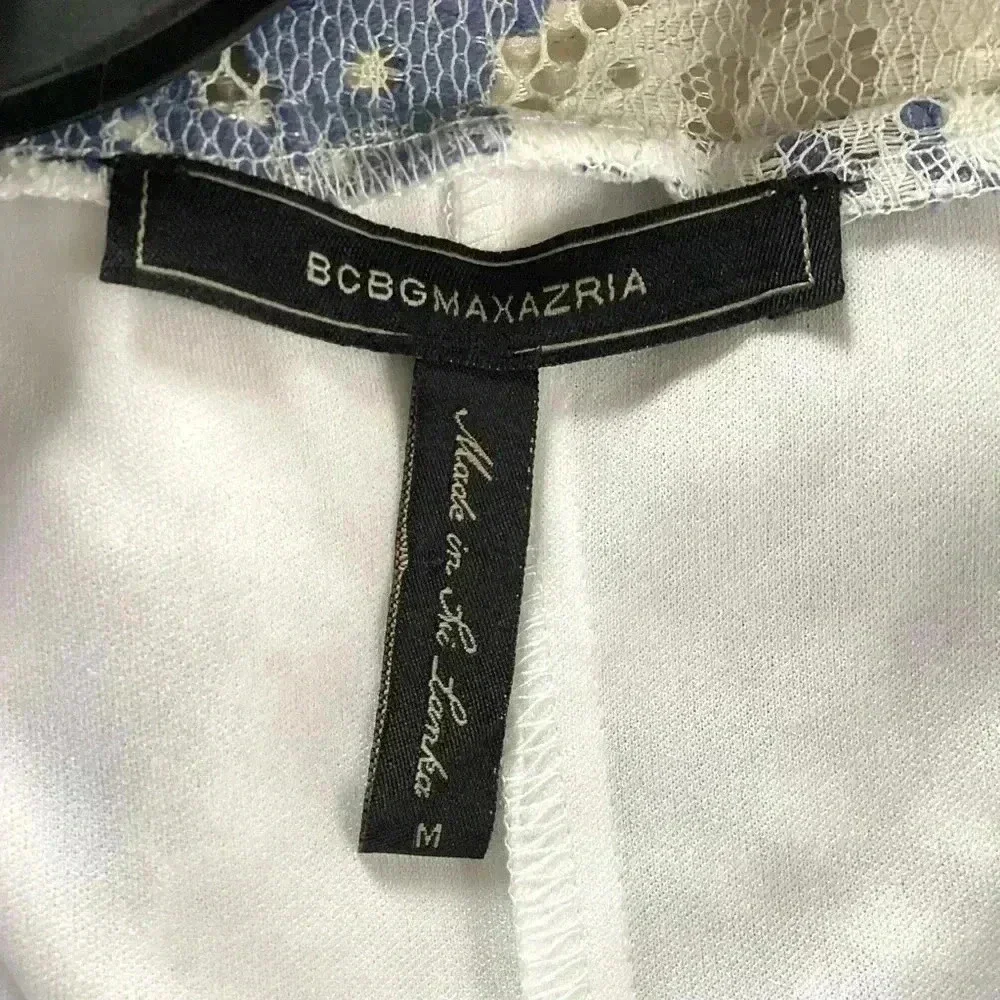 BCBGMaxAzria White/Blue Lace Mini Dress Size Medium